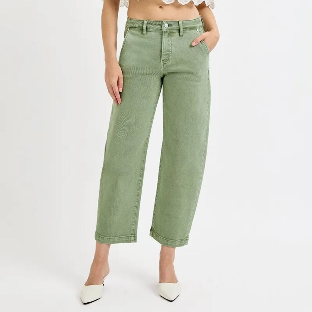 nwt RISEN Full Size Tummy Control High Rise‎ Crop Barrel Jeans Plus Size